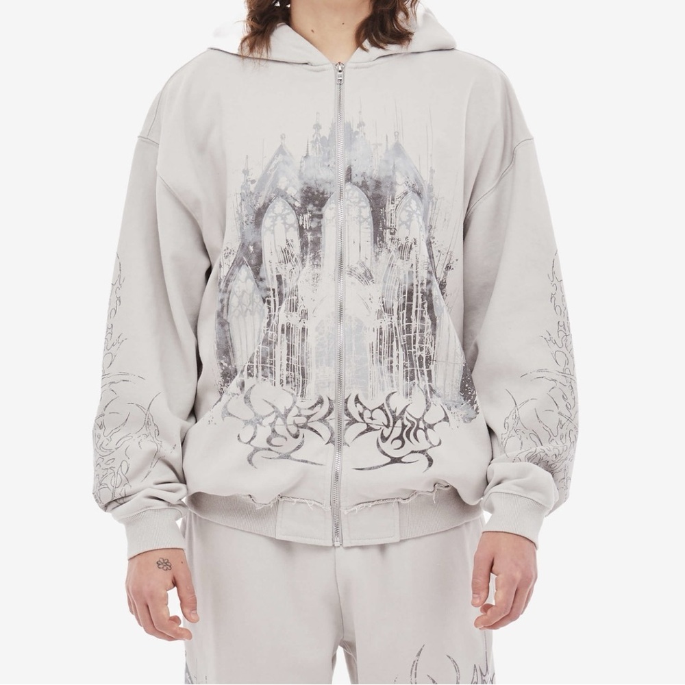 Insomnia Visuals Gray Cathedral Zip Hoodie